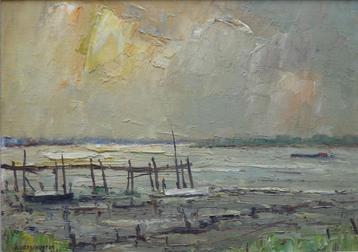 KAREL VERSCHOOTEN / SCHELDEZICHT / OLIEVERF / 43x53cm KADER beschikbaar voor biedingen