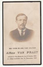Doodsprentje Alfons VAN PRAET Sint-Amands 1889 -1923 (foto), Envoi, Image pieuse