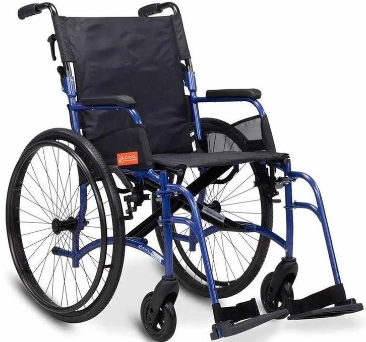 Blauw-zwarte lichtgewicht rolstoel Excel Curve, Diversen, Rolstoelen, Zo goed als nieuw, Ophalen
