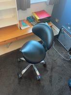 Chaise de bureau en métal et cuir noir, Maison & Meubles, Comme neuf, Enlèvement, Chaise de bureau, Ergonomique