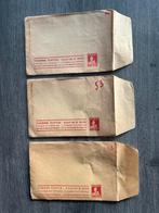Set van 3 oude postzegelenveloppen van Kuifje uit 1959, 1940 tot 1960, Ongelopen, Brussel (Gewest)