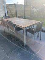 Tuinset Tafel + 6 stoelen teak/aluminium, Ophalen, 6 zitplaatsen, Aluminium, Zo goed als nieuw