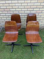 Vintage houten stoelen (set van 4) – tijdloos design, Huis en Inrichting, Stoelen, Ophalen, Gebruikt, Bruin, Hout