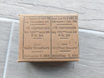 Doosje patronen mauser m1936 ABBL 1940 FN39 mitrailleuse beschikbaar voor biedingen