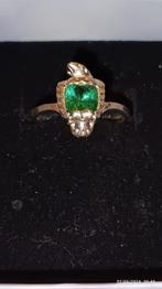 Bague en argent massif avec zirconium vert, Bijoux, Sacs & Beauté, Bagues, Neuf, Enlèvement ou Envoi, Vert, Femme