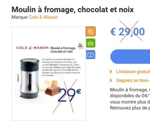 Moulin/râpe pour fromage/chocolat/noix..., Maison & Meubles, Cuisine | Ustensiles de cuisine, Comme neuf, Enlèvement ou Envoi