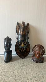 2 bustes en 1 Afrikaans masker in hout, Antiek en Kunst, Ophalen of Verzenden