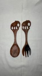 Cuillère et fourchette en bois sculptées à la main 30 cm, Enlèvement ou Envoi