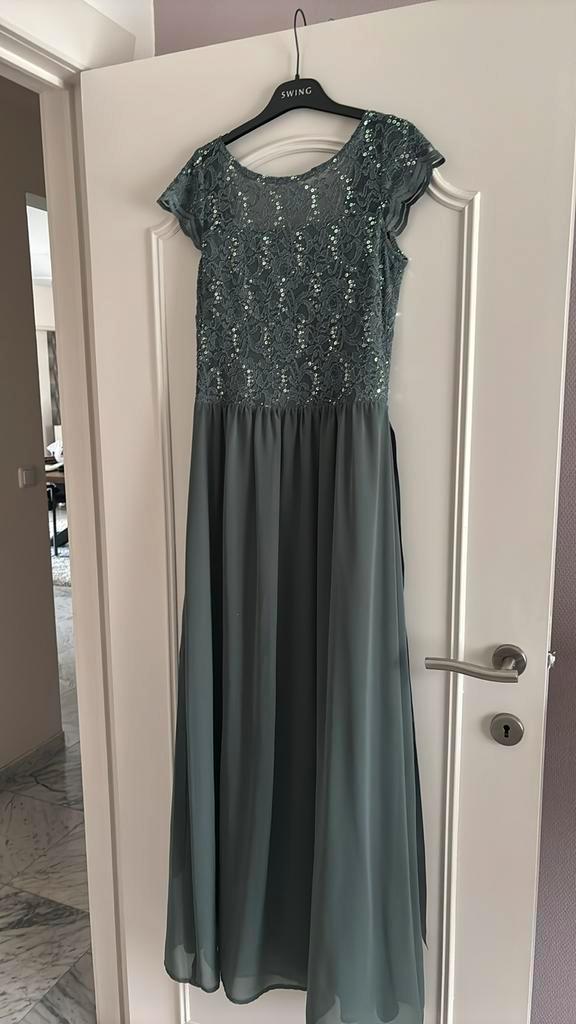 Prachtige galajurk turkoise, Kleding | Dames, Gelegenheidskleding, Zo goed als nieuw, Galajurk, Maat 38/40 (M), Ophalen