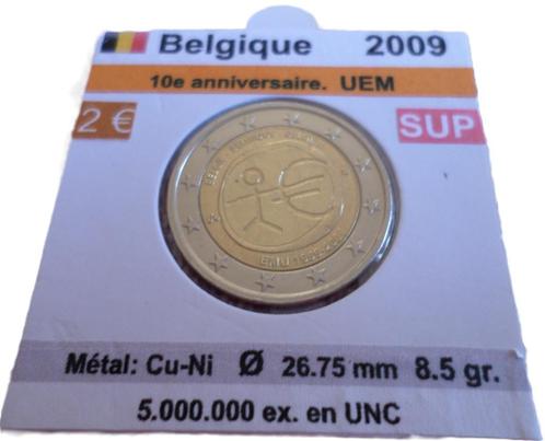 BELGIQUE 2 euro UEM année 2009 SUP., Timbres & Monnaies, Monnaies | Europe | Monnaies euro, Monnaie en vrac, 2 euros, Belgique