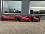 Engelse Chesterfield 3+2+1 zit zetels rood GRATIS GELEVERD, Ophalen of Verzenden, Leer