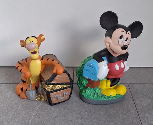 Twee oude spaarpotten Disney - Mickey Mouse - Teigetje, Verzamelen, Disney, Gebruikt, Overige typen, Mickey Mouse, Ophalen of Verzenden