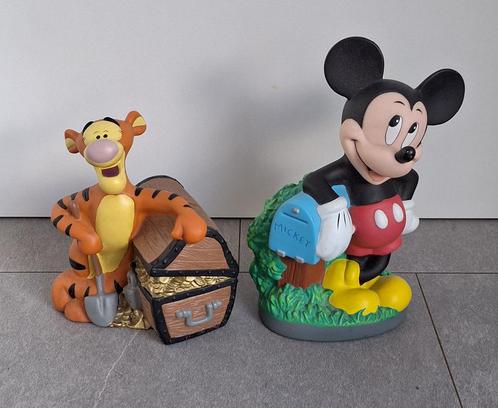 Deux anciennes tirelires Disney - Mickey Mouse - Tigger, Collections, Disney, Utilisé, Autres types, Mickey Mouse, Enlèvement ou Envoi