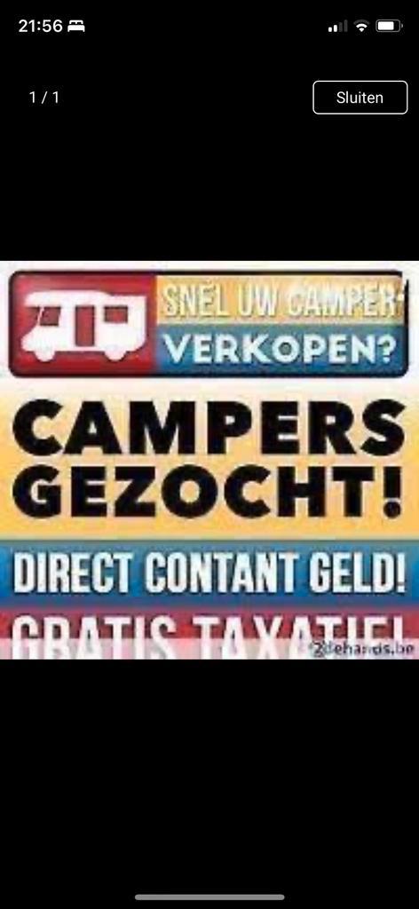 Camper mobilhome te koop gevraagd, Caravans en Kamperen, Mobilhome Inkoop