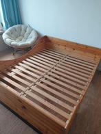 Vintage ikea bed met boog, hout op zwarte rand., Ophalen, Vintage ikea, Gebruikt, Bruin