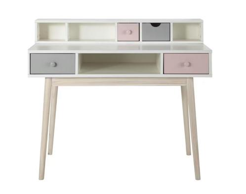 Vintage bureau met 2 lades, Huis en Inrichting, Bureaus, Gebruikt, Bureau, Ophalen