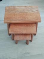 3 kleine eikenhouten bijzettafels. Heel praktisch. Goede con, Ophalen, Gebruikt, Rechthoekig, Hout