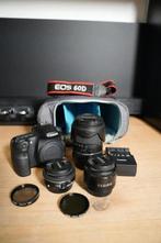 Canon 60D met 3 lenzen en accessoires, Audio, Tv en Foto, Fotocamera's Digitaal, Ophalen, Gebruikt, Spiegelreflex, Canon