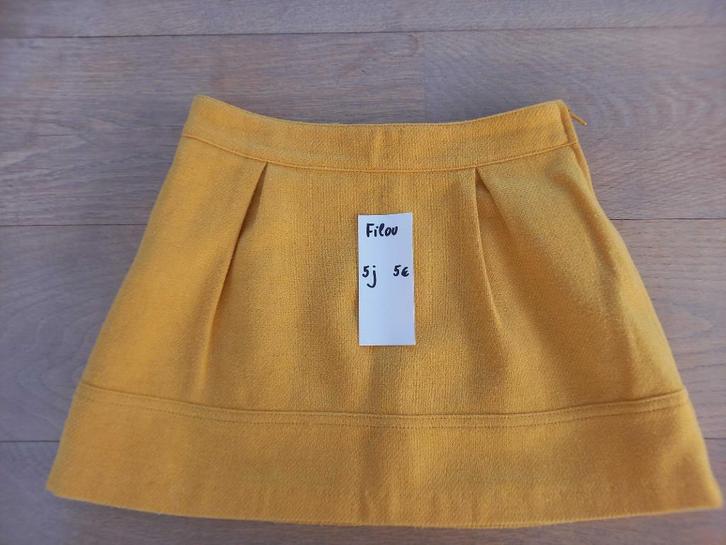 Wollen okergeel Rokje Filou 5 jaar - Maat 110, Kinderen en Baby's, Kinderkleding | Maat 110, Zo goed als nieuw, Meisje, Jurk of Rok
