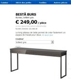 Bureau Ikea Besta Burs gris brillant presque neuf., Huis en Inrichting, Ophalen, Zo goed als nieuw, Bureau