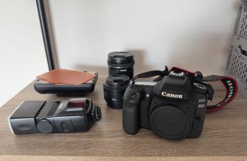 Canon EOS 80D + 2 objectieven, statief Velbon, led en flits beschikbaar voor biedingen