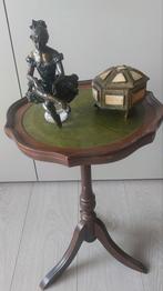 Wijntafeltje met groen lederen inleg., Ophalen of Verzenden