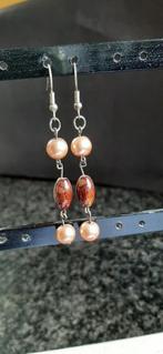 oorringen handgemaakt, Handtassen en Accessoires, Oorbellen, Overige materialen, Hangers, Bruin, Nieuw