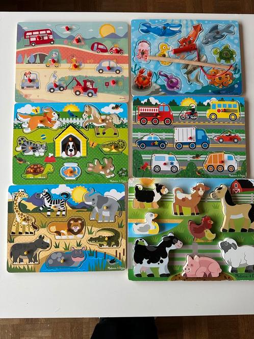 6 PUZZLES EN BOIS **Melissa & Doug & Disney, Kinderen en Baby's, Speelgoed | Kinderpuzzels, Gebruikt, Van hout