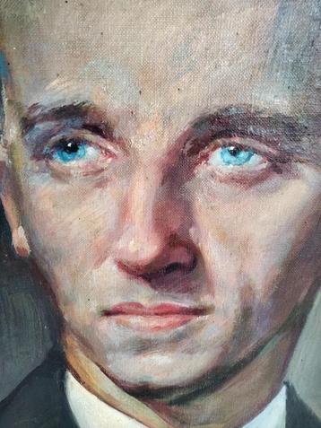 1960s vintage portret schilderij op doek beschikbaar voor biedingen