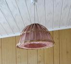 Rotan luster met vichy lampenkap, Ophalen, Gebruikt, Stof