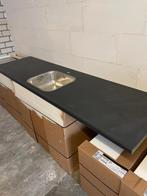 Keukenblad met spoelbak 1.70m NIEUW, Ophalen, Zwart, 150 tot 200 cm, Nieuw