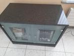 Meuble TV en granit noir avec portes vitrées, Comme neuf, Enlèvement ou Envoi, Verre