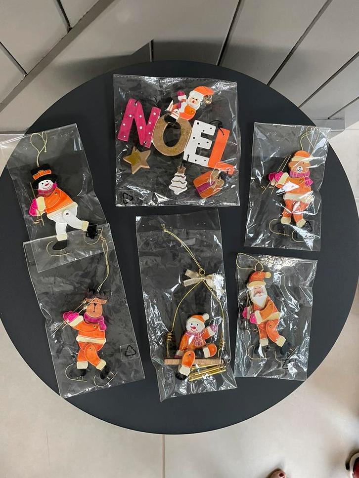 Set van 6 houten kerstversieringen - NIEUW, Diversen, Kerst, Nieuw, Ophalen