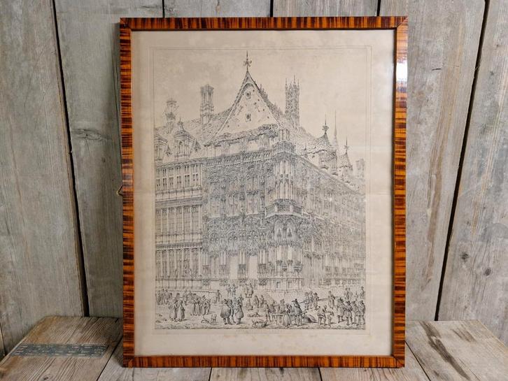 Hotel de Ville Ghent 1829, Antiek en Kunst, Kunst | Etsen en Gravures, Ophalen