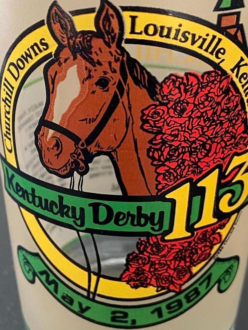 Vintage drinkglas van de paardenrace KENTUCKY DERBY uit 1987, Dieren en Toebehoren, Paarden en Pony's | Dekens en Dekjes, Zo goed als nieuw