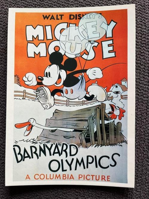 Postkaart Disney Mickey Mouse 'Barnyard Olympics', Verzamelen, Disney, Zo goed als nieuw, Plaatje of Poster, Mickey Mouse, Verzenden