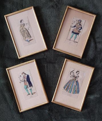 4 prachtige antieke muzikale litho's ingekaderd beschikbaar voor biedingen