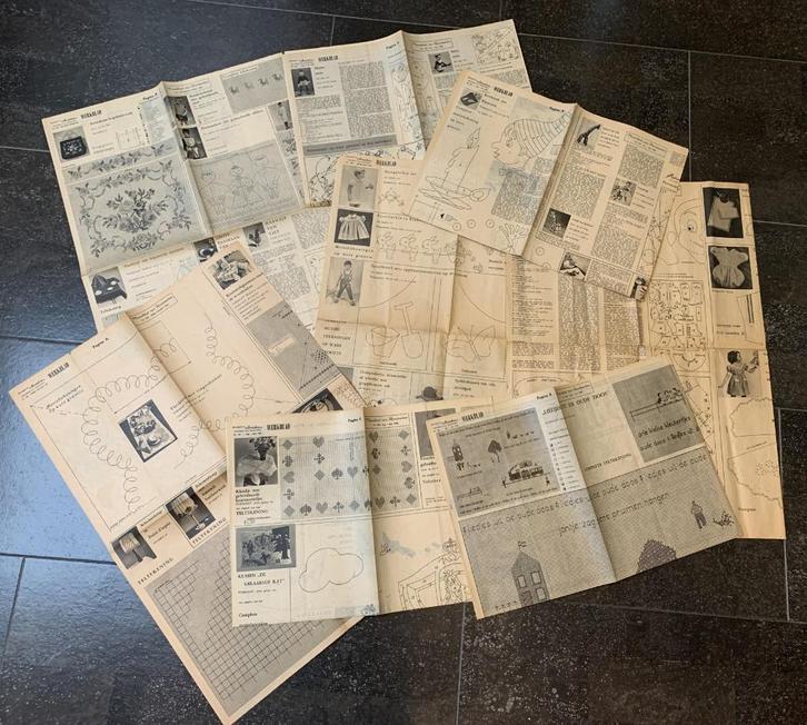 Vintage 8 bladeren patronen voor borduren - handwerk, Verzamelen, Kleding en Patronen, Zo goed als nieuw, Overige typen, Ophalen of Verzenden