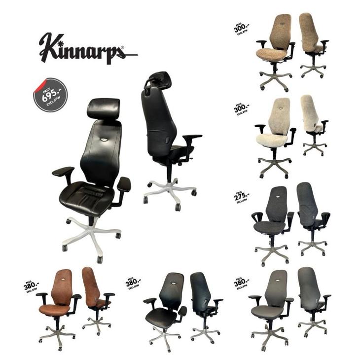 Bureaustoelen Kinnarps 8000 Plus ergonomische refurbished, Huis en Inrichting, Bureaustoelen, Zo goed als nieuw, Bureaustoel, Zwart