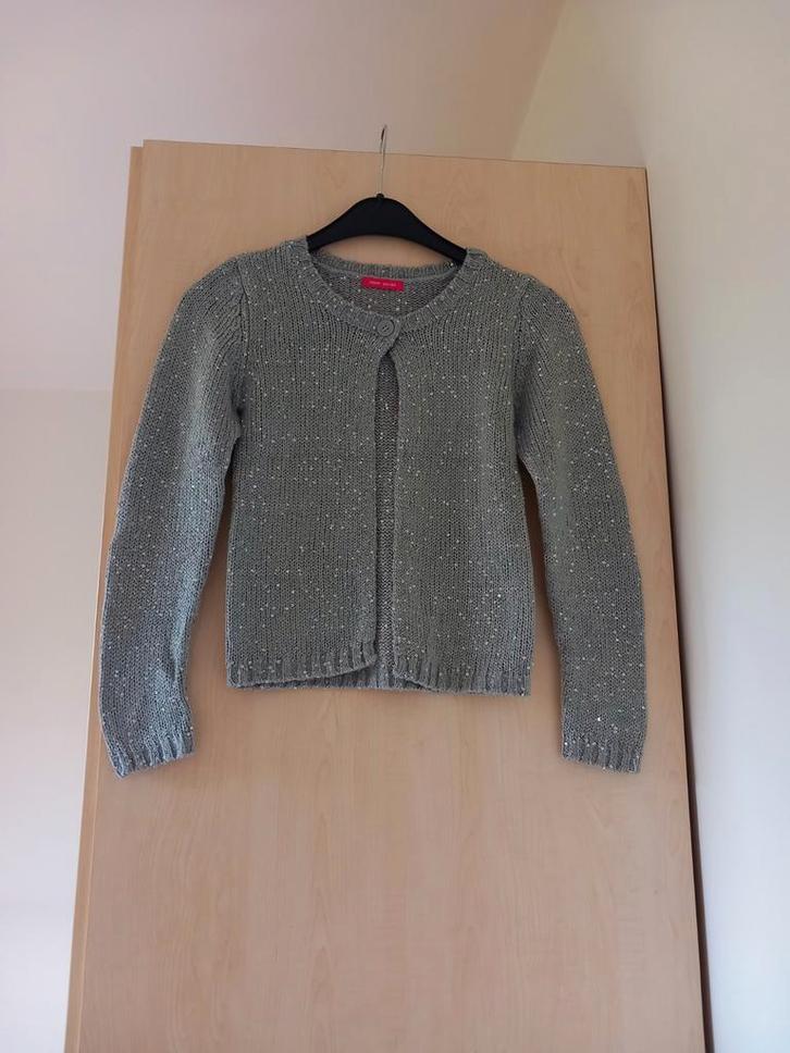 Warme grijze vest met pailetten maat 134/140, als nieuw, Kinderen en Baby's, Kinderkleding | Maat 134, Zo goed als nieuw, Meisje