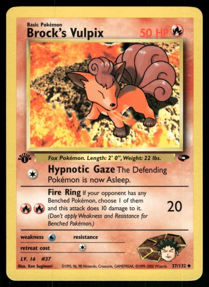 Brock's Vulpix 37/132 - Gym Challenge (1st edition), Hobby en Vrije tijd, Verzamelkaartspellen | Pokémon, Gebruikt, Verzenden