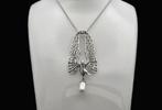 Zilveren hanger met zwaan, parel swarovski ketting. 2025/709, Handtassen en Accessoires, Verzenden, Zilver, Zilver, Met edelsteen