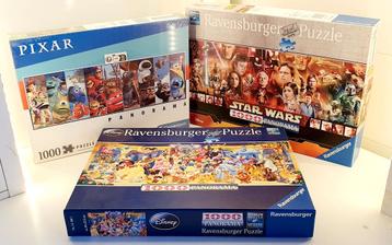Trois Puzzles 1000 pièces Panorama Disney et Pixar beschikbaar voor biedingen