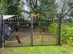Antieke gietijzeren poort , draait op eigen voet , uniek!!, Tuin en Terras, Ophalen, Met poort, Gebruikt, Sierhekwerk