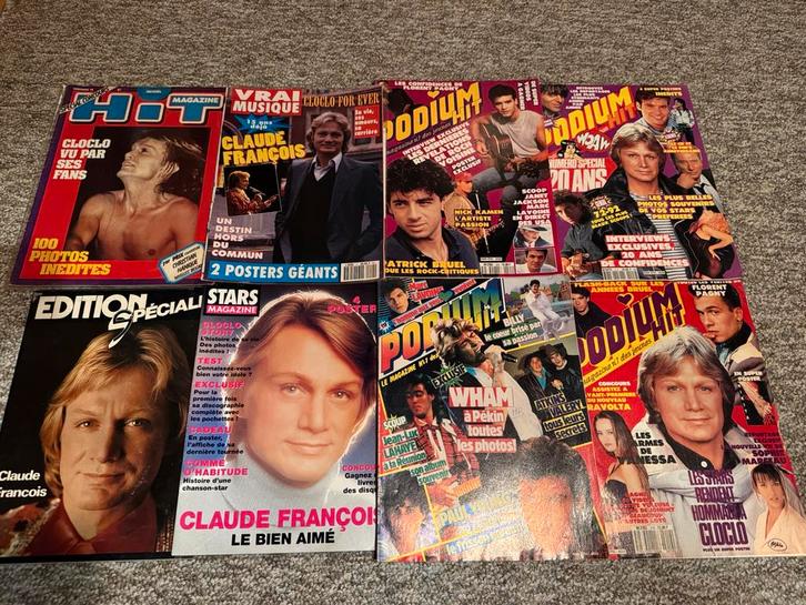 Claude Francois 19 magazines dont Podium et cartes originaux, Boeken, Tijdschriften en Kranten, Gelezen, Muziek, Film of Tv, Ophalen of Verzenden