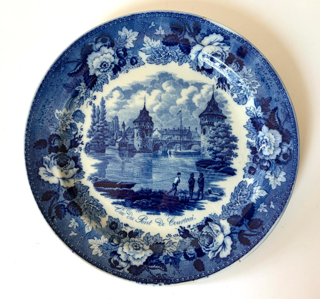 Vue du Pont de COURTRAI • 1823 • faïence BOCH à Luxembourg, Antiquités & Art, Envoi