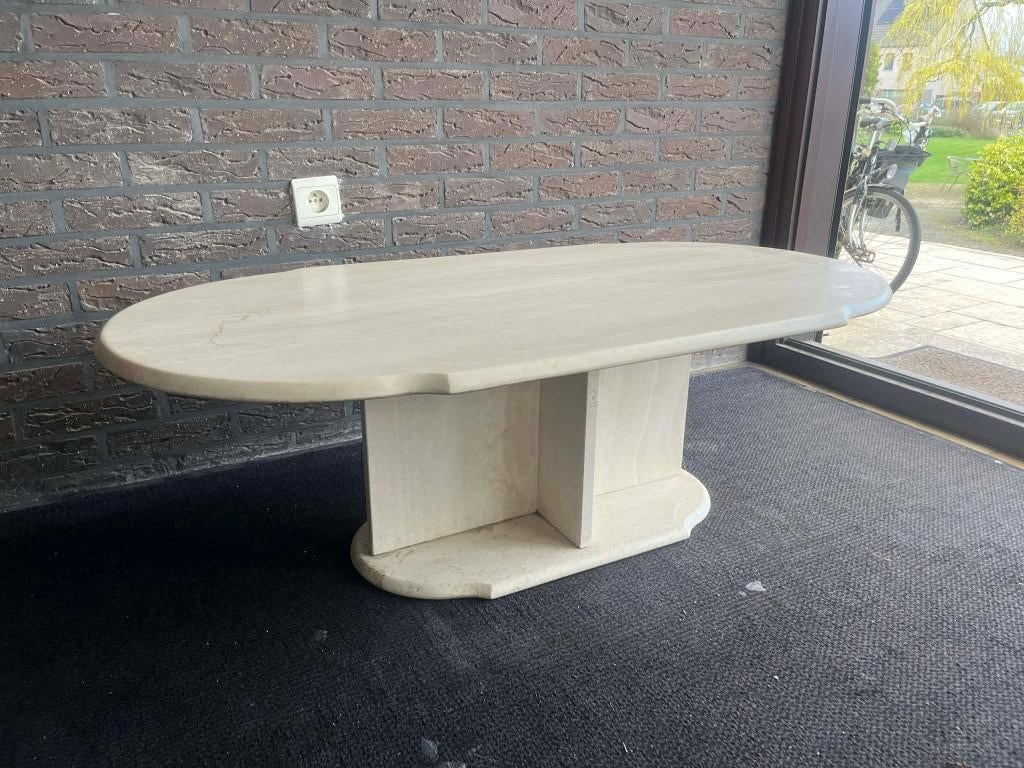 Table basse en travertin en bon état, Maison & Meubles, Enlèvement ou Envoi