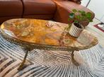 Vintage ovalen salontafel jaren '60 met onyx topblad, Ophalen