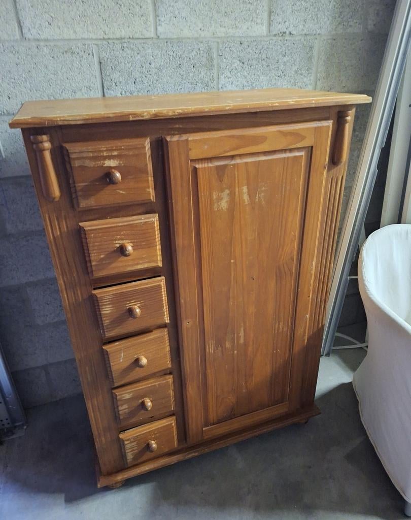 Semainier / Petit meuble de rangement en pin massif, Antiquités & Art, Antiquités | Meubles | Armoires