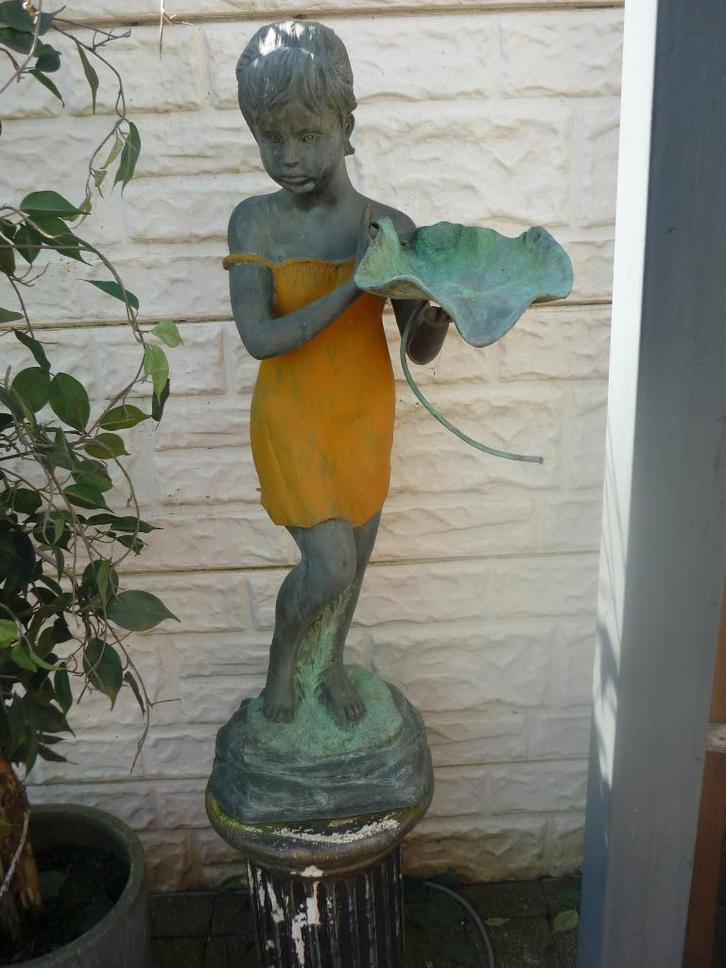 bronze dame met schaal, Jardin & Terrasse, Statues de jardin, Utilisé, Homme, Autres matériaux, Enlèvement